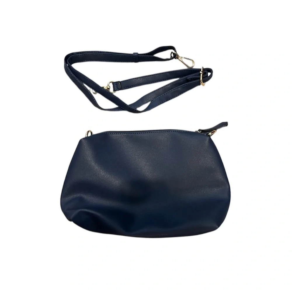 Navy Embossed Large Roomy Tote with extra purse and wallet - never used - Picture 5 of 7